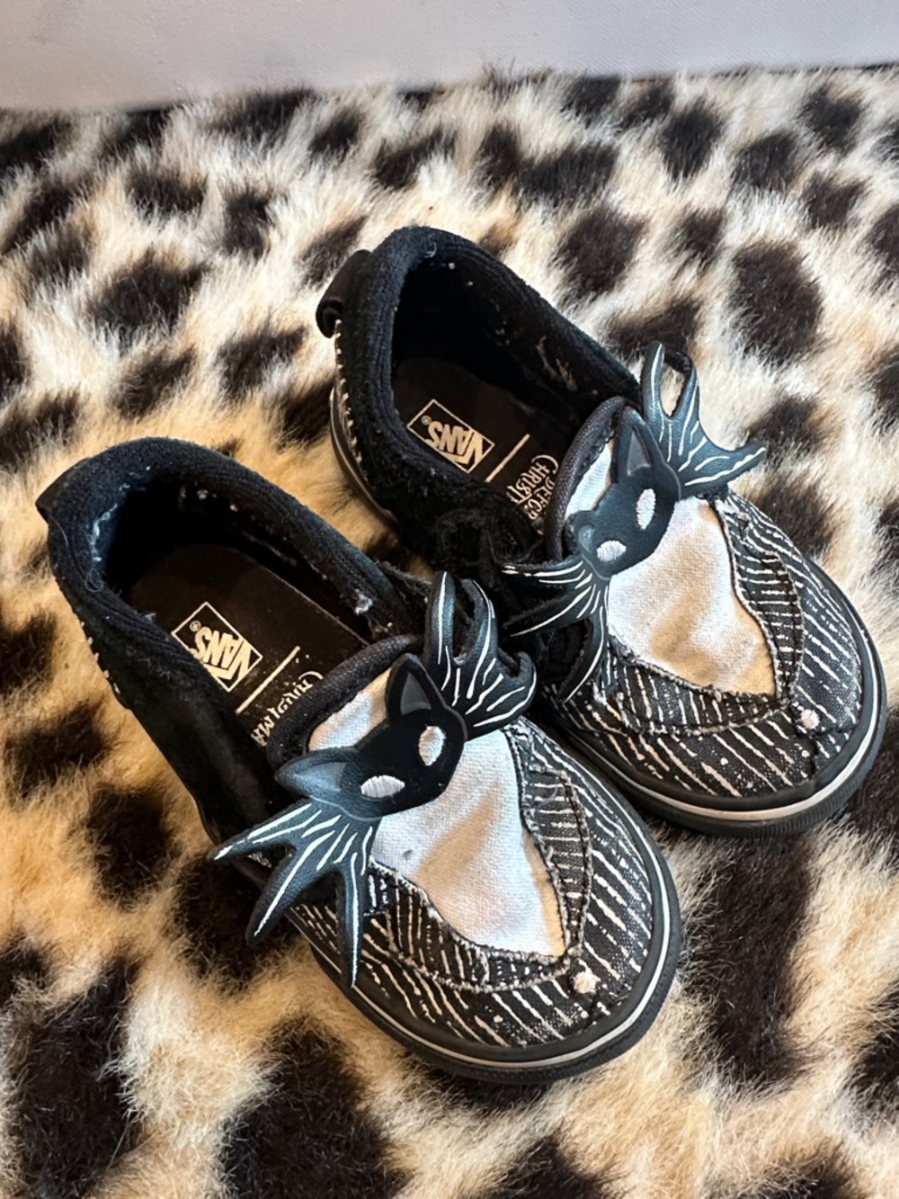 Vans Kids Black & White Cat Slip-On Sneakers with Mask Accent